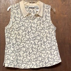 Lizgolf Womens Size L Sleeveless Tank Shirt Beige